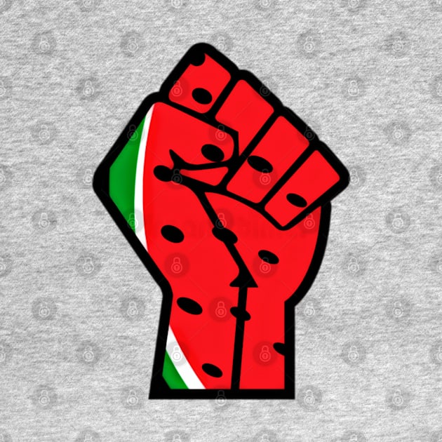 Watermelon Palestine Black Power Fist- Left Side - Back by SubversiveWare